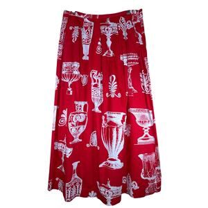 Soft Surroundings Maxi Skirt Grecian Urn Print Y2K Cottagecore Cotton Vintage